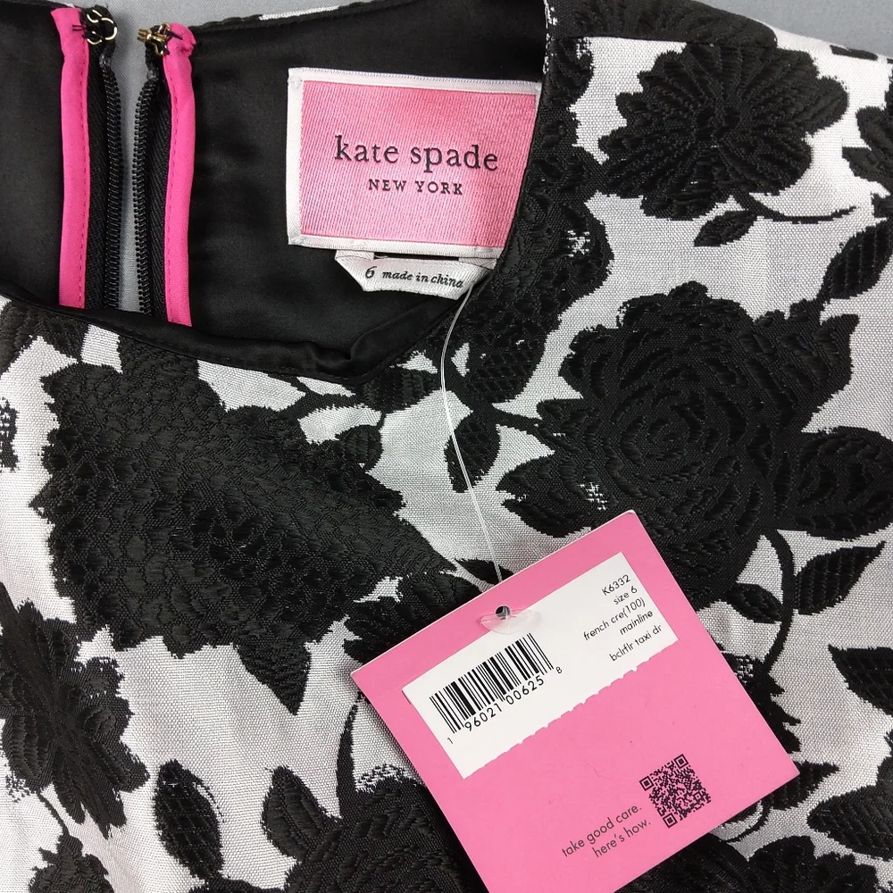 Kate Spade New York, Floral Taxi Mainline Dress, Black&White, Women's Size 6 NWT